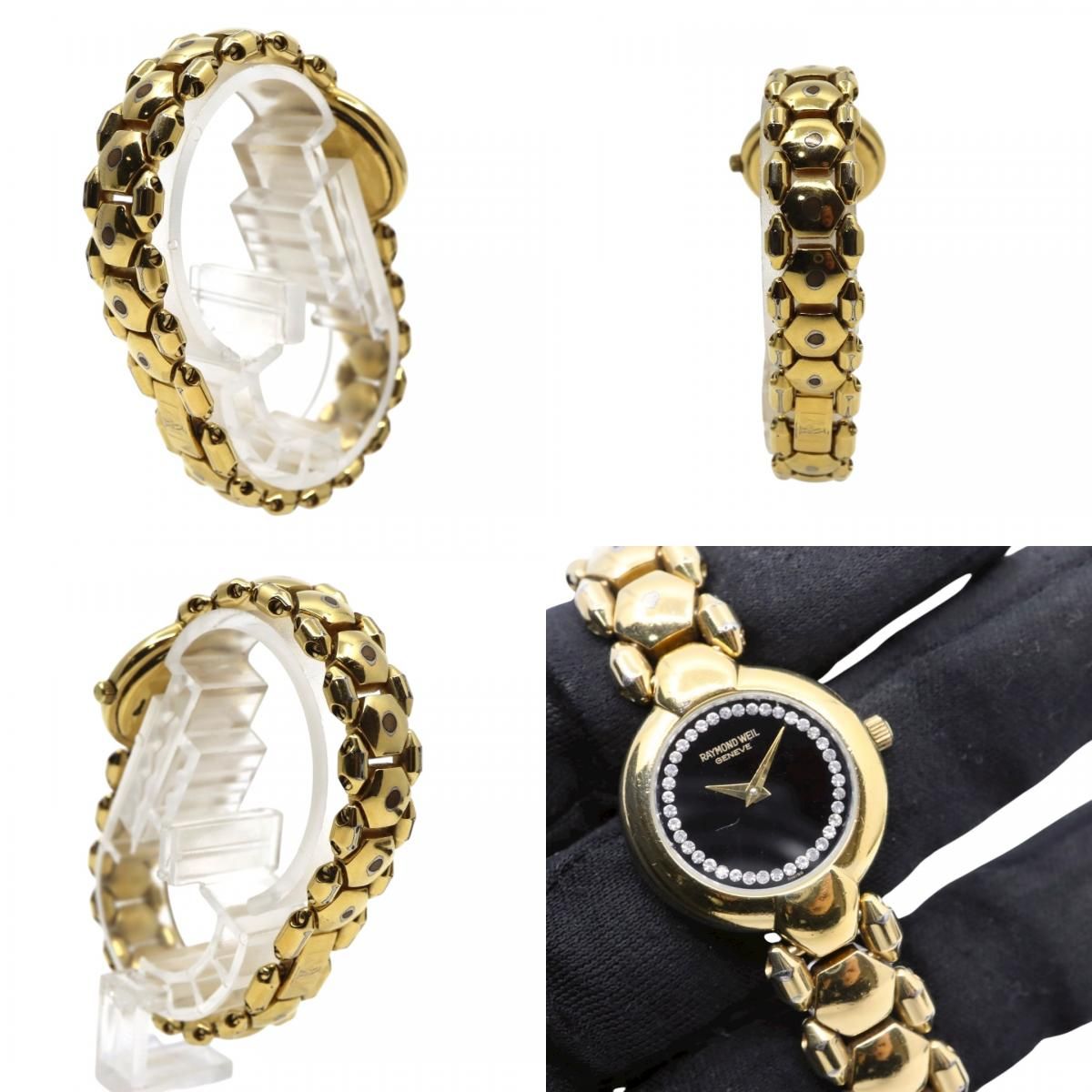 電池交換済】レイモンドヴェイル 腕時計 5842 レディース 18KGP ライン