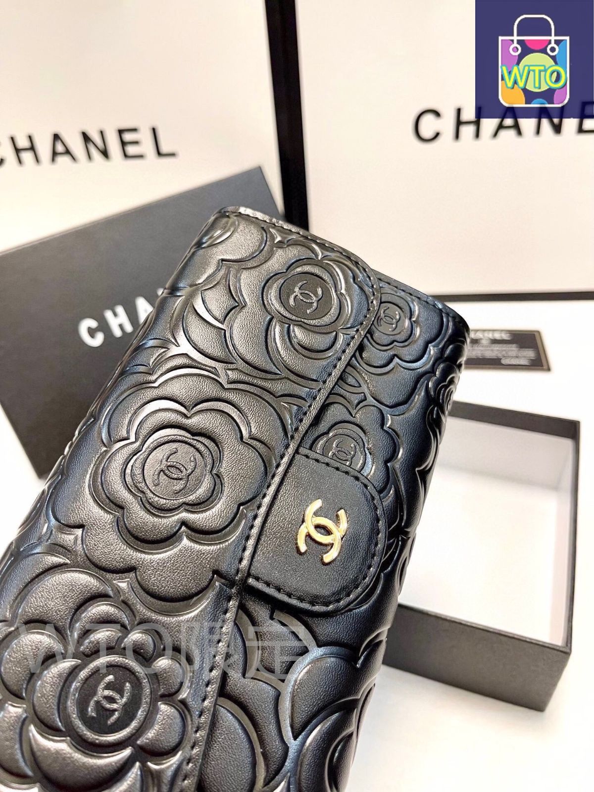 本日特価] シャネル レディース ウォレット カメリアデザイン ブラック