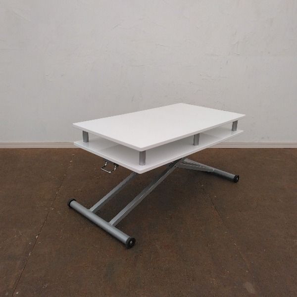 昇降式 ダイニングテーブル ホワイト中古 - メルカリ