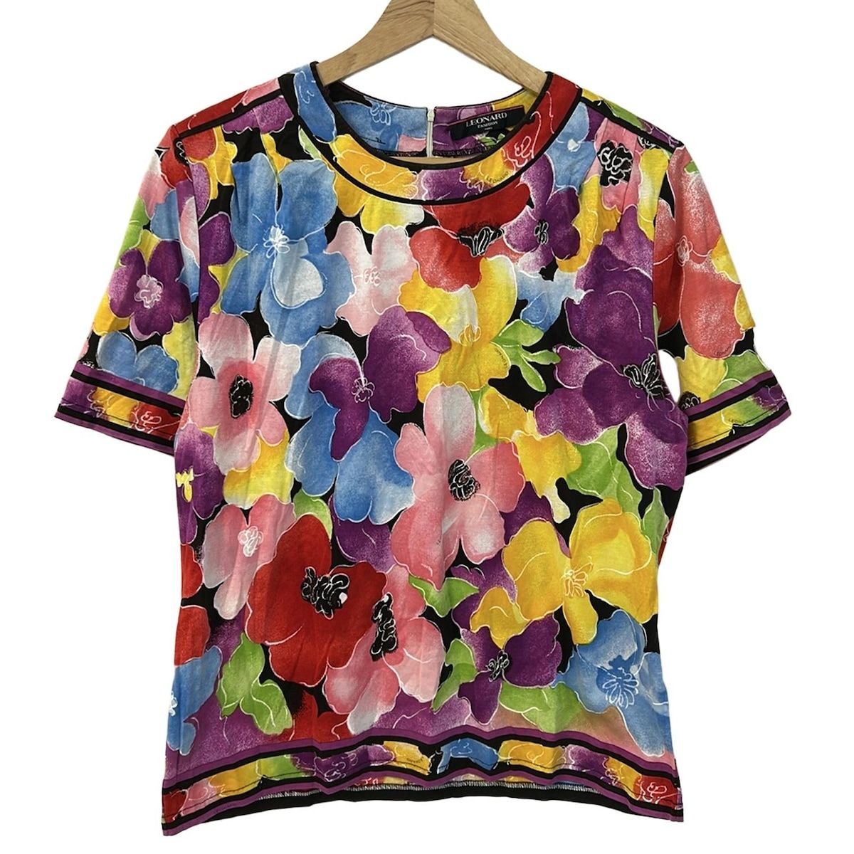 C3121-1 レオナール　花柄　半袖　カットソー　LL C3121-1 レオナール 花柄 半袖 カットソー LL LEONARD #sxc レオナール