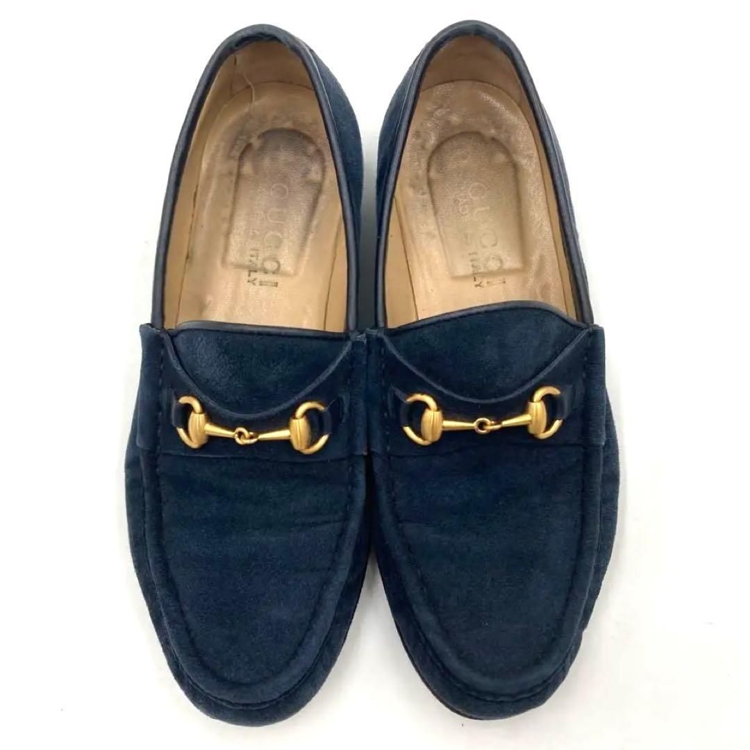 GUCCI グッチ ネイビー ビットローファー 25.5cm 除菌・消臭済み GUCCI