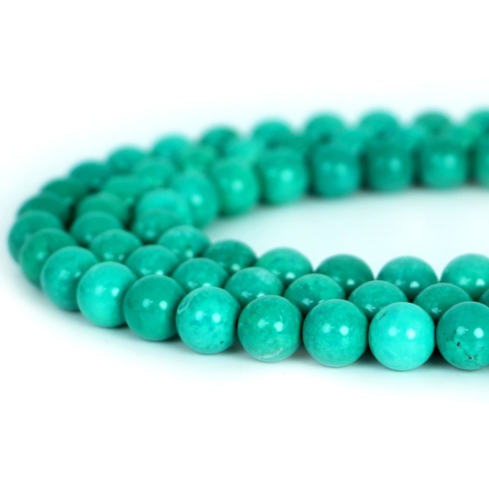 ハウライト マグネサイト ターコイズ(染め グリーン)【丸玉】10mm 数珠