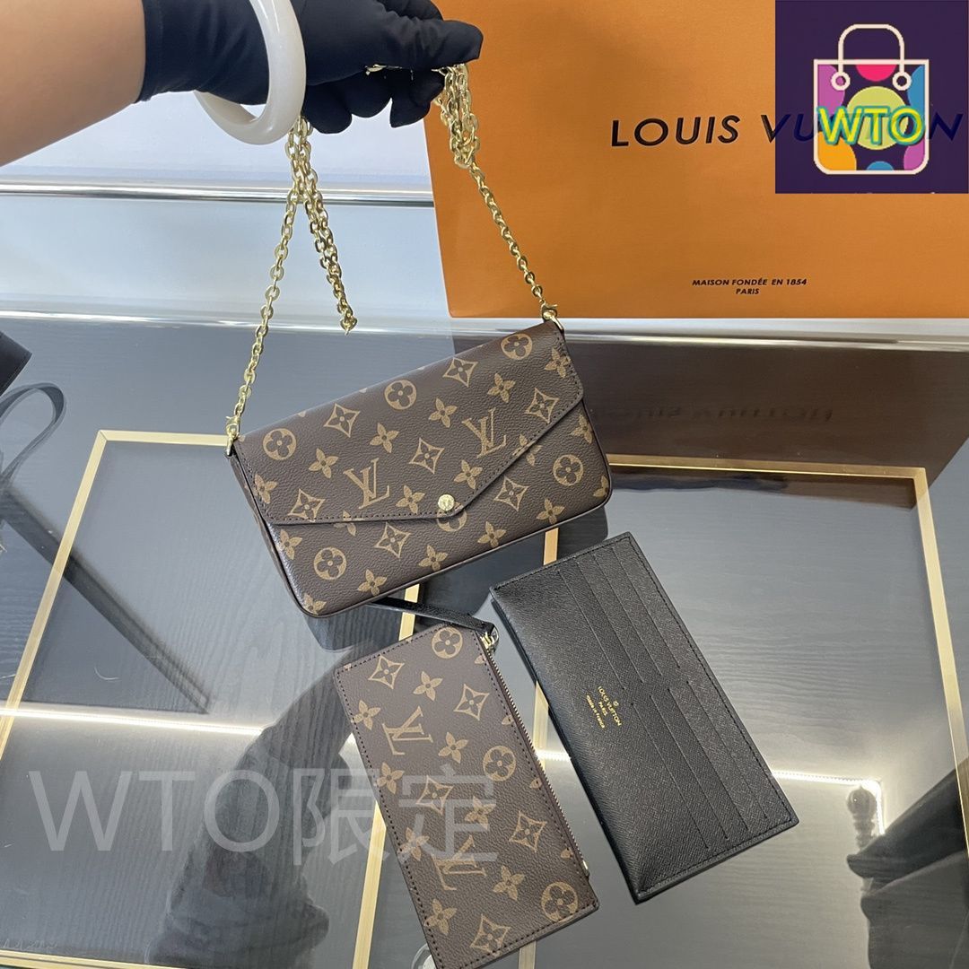 LOUIS VUITTON &GUCCI三点セット 本日特価] TOP New 高品質3点セット - Lv ブラッククロワッサンバッグ