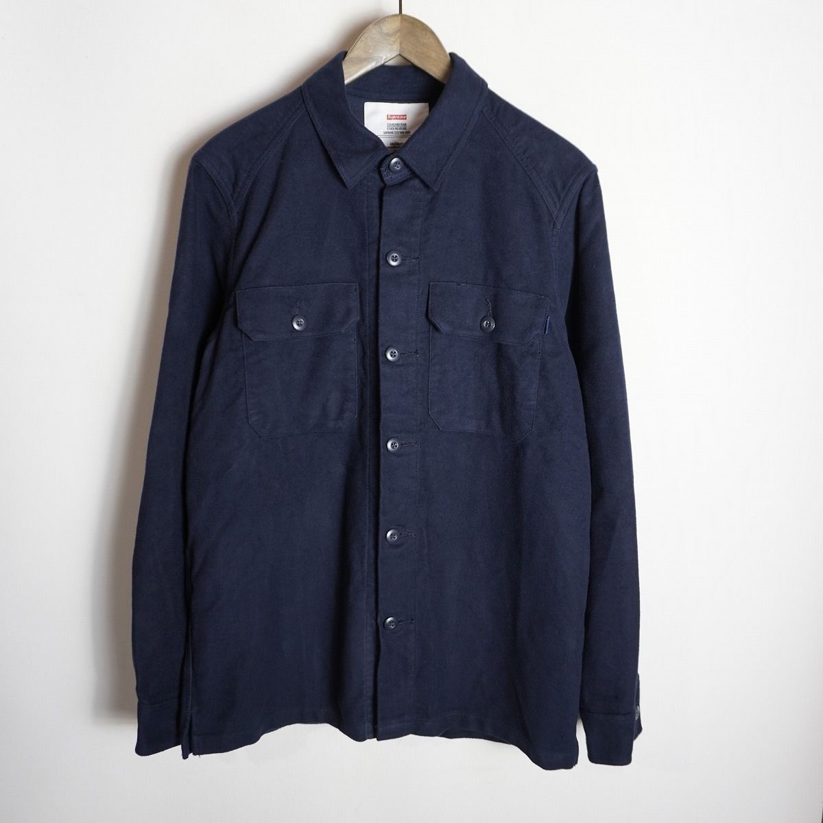 Supreme ネイビー 長袖シャツ M Supreme Men's Jacquard Stripe Twill Button Down Shirt Navy size