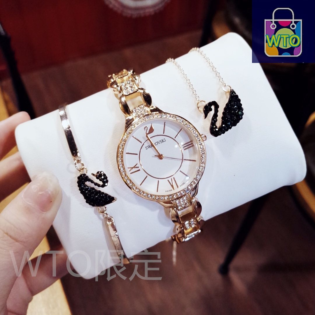 今日特価】スワロフスキー 三件セット（腕時計＋ブレスレット＋