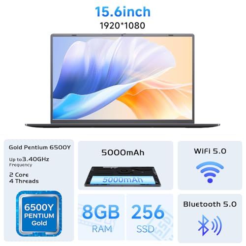 15.6インチノートパソコン、16GB RAM 256GB SSD、ゴールド6500Y