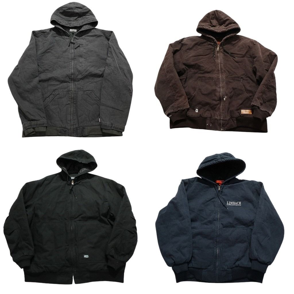 古着卸 まとめ売り アクティブ型 ダック地 ジャケット 4枚セット (メンズ XL ) ペインティング フェード ワンポイント 中古 古着 NC6761