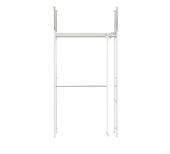 ツッパリ クローゼット ハンガーラック　ホワイト SW-50W-WH-CH ワードロープ つっぱり 棚１段 ワイド  ウォークインクローゼット  棚 布団収納 吊り下げ収納ハンガー 奥行45cm 一人暮らし 時間