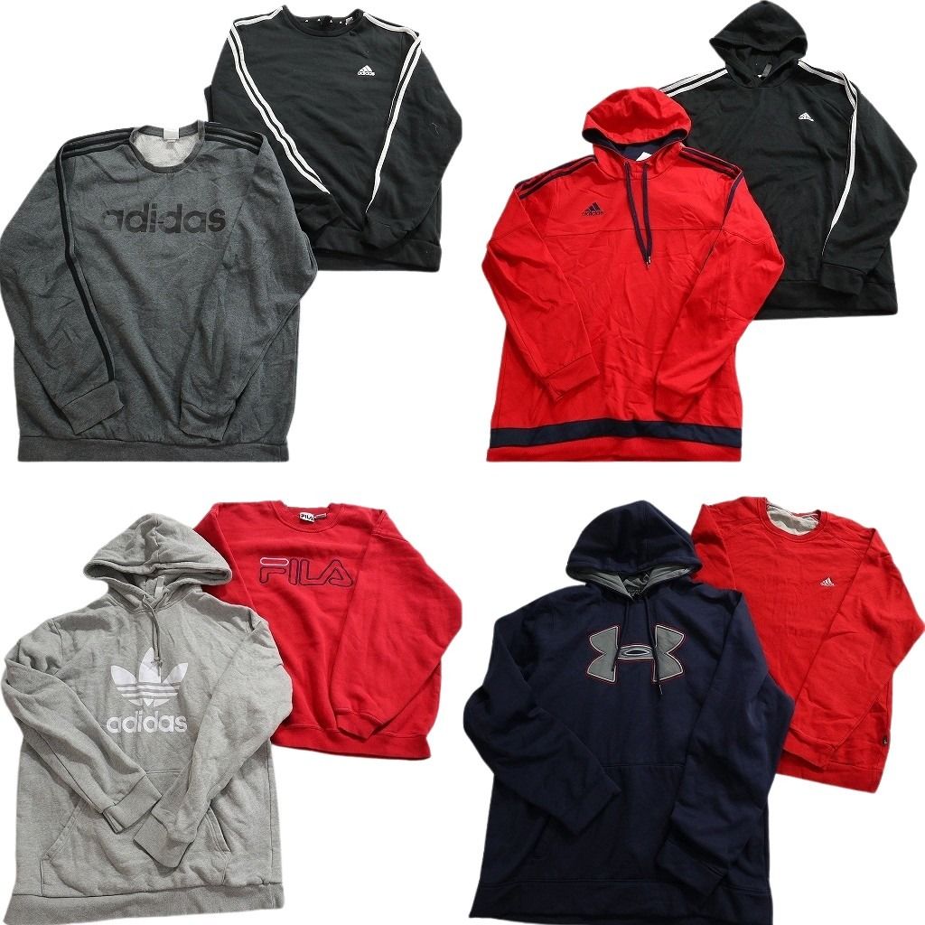古着卸 まとめ売り スポーツブランドMIX スウェット 8枚セット (メンズ L /XL ) アディダス アンダーアーマー フィラ  古着 NC6880