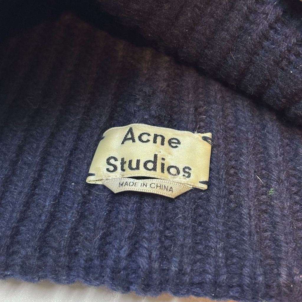 Acne Studios ロゴビーニー 正規品 Acne Studios - ラージFaceロゴビーニー - ヤク - ブラック
