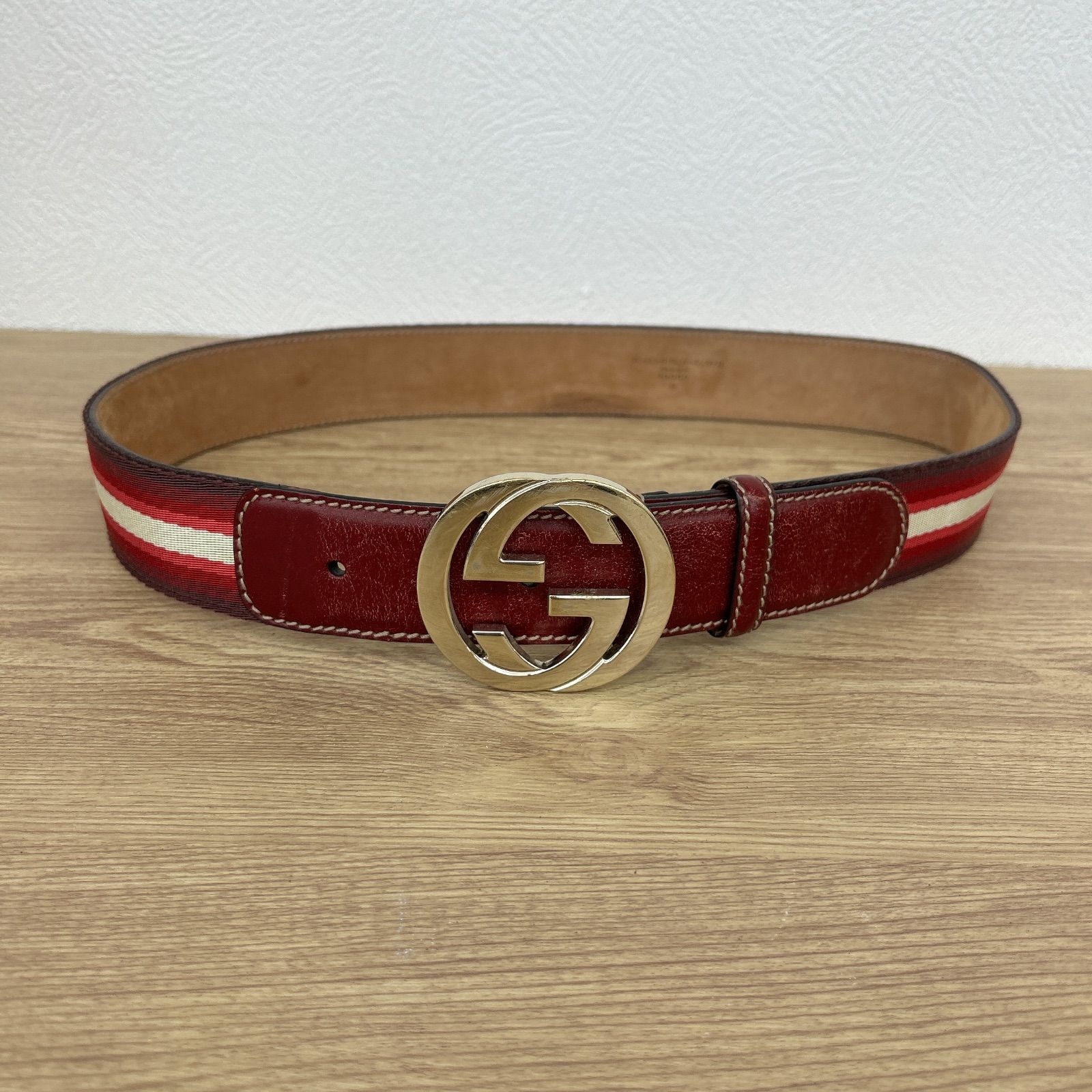 ☆ GUCCI ベルト GG ダブルG 赤 ストライプ【ファッション】【2