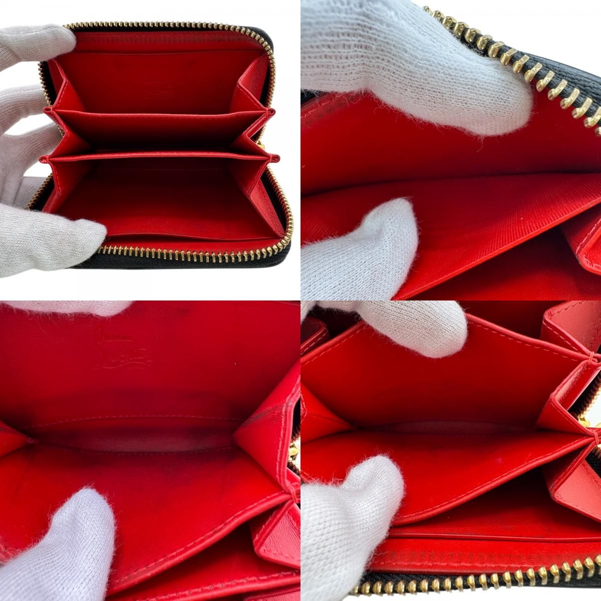 とーた✨ ルブタン パネトーネ ミニ財布 ケース 黒×赤 スタッズ