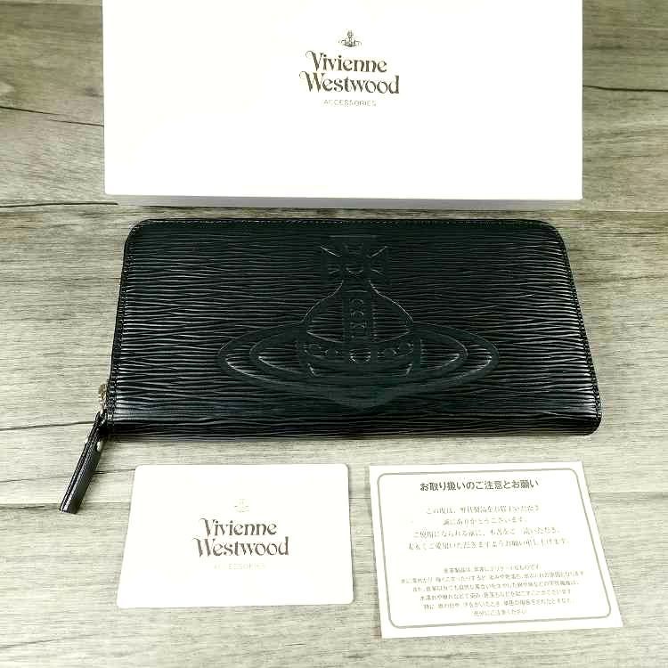 新品 ヴィヴィアンウエストウッド ラウンドジップ 長財布 黒 牛革 BIG