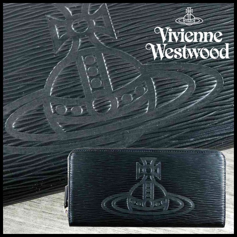 新品 ヴィヴィアンウエストウッド ラウンドジップ 長財布 黒 牛革 BIG