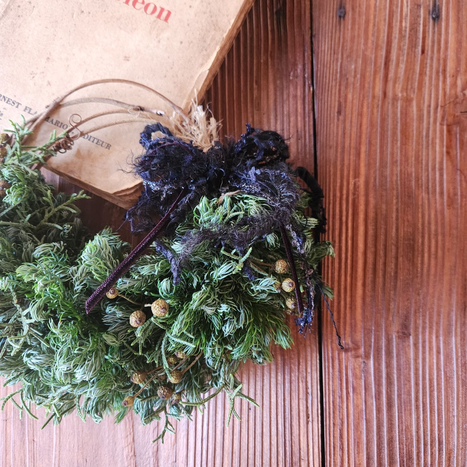 🎄クリスマスグリーンハーフリース〗ドライフラワー Xmas 三日月