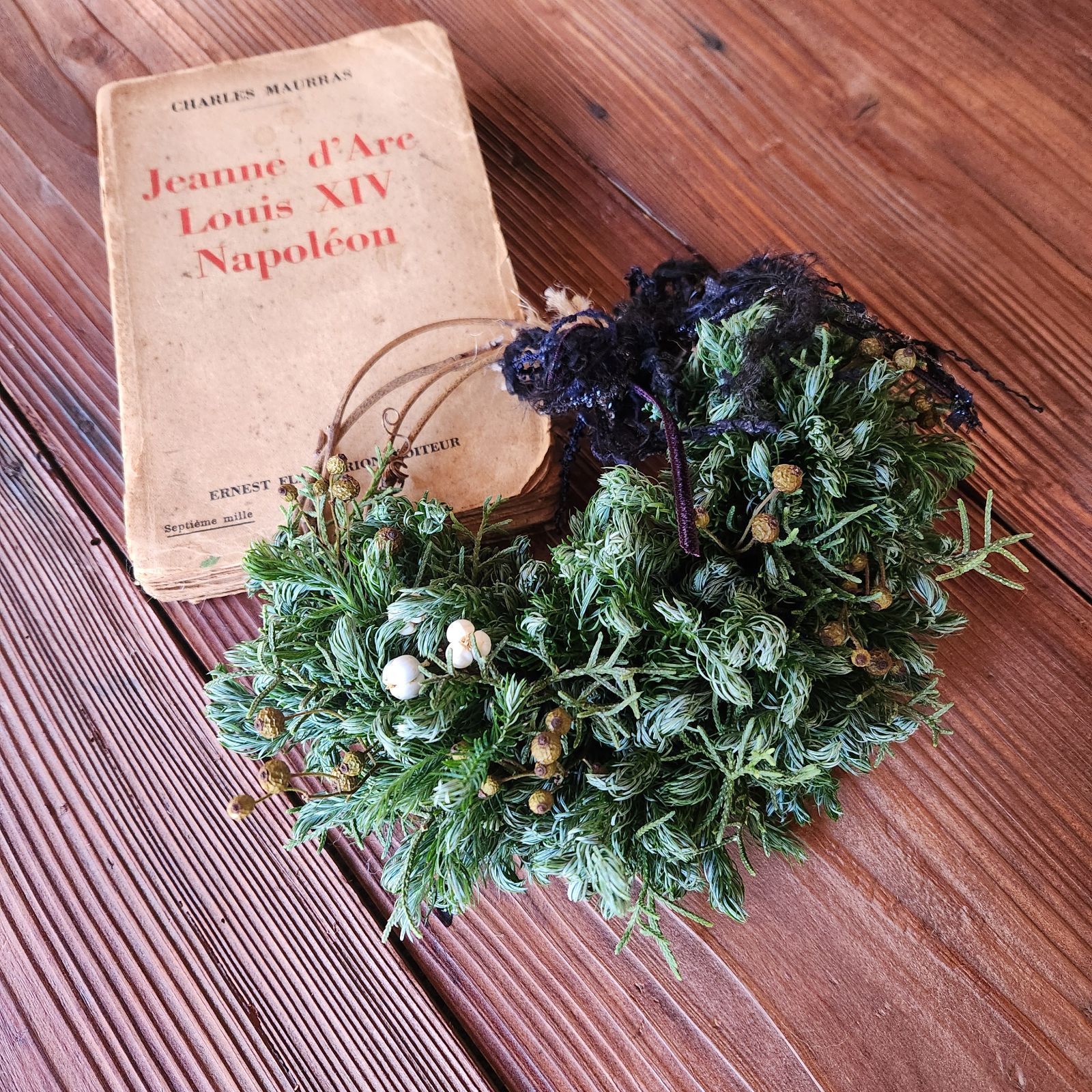 🎄クリスマスグリーンハーフリース〗ドライフラワー Xmas 三日月