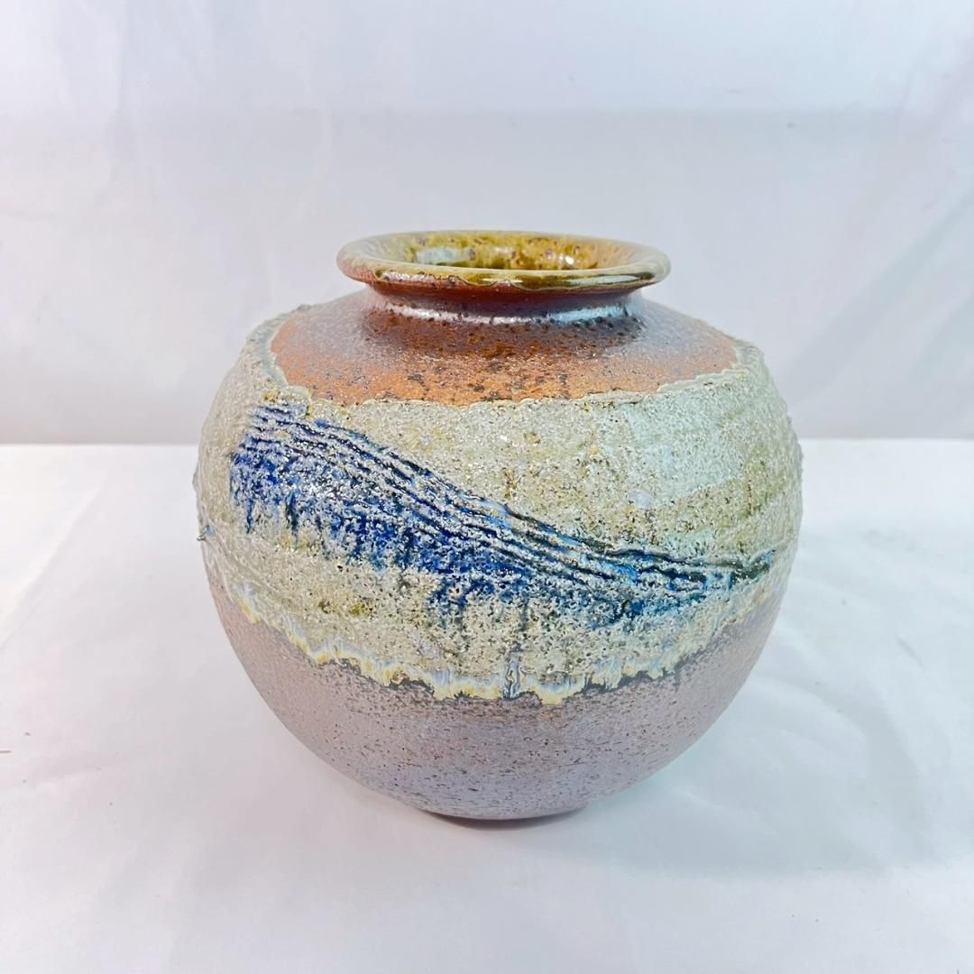 信楽 三彩 陶器の花瓶 高さ17cm 幅21cm Amazon.co.jp: 信楽窯 花瓶 三