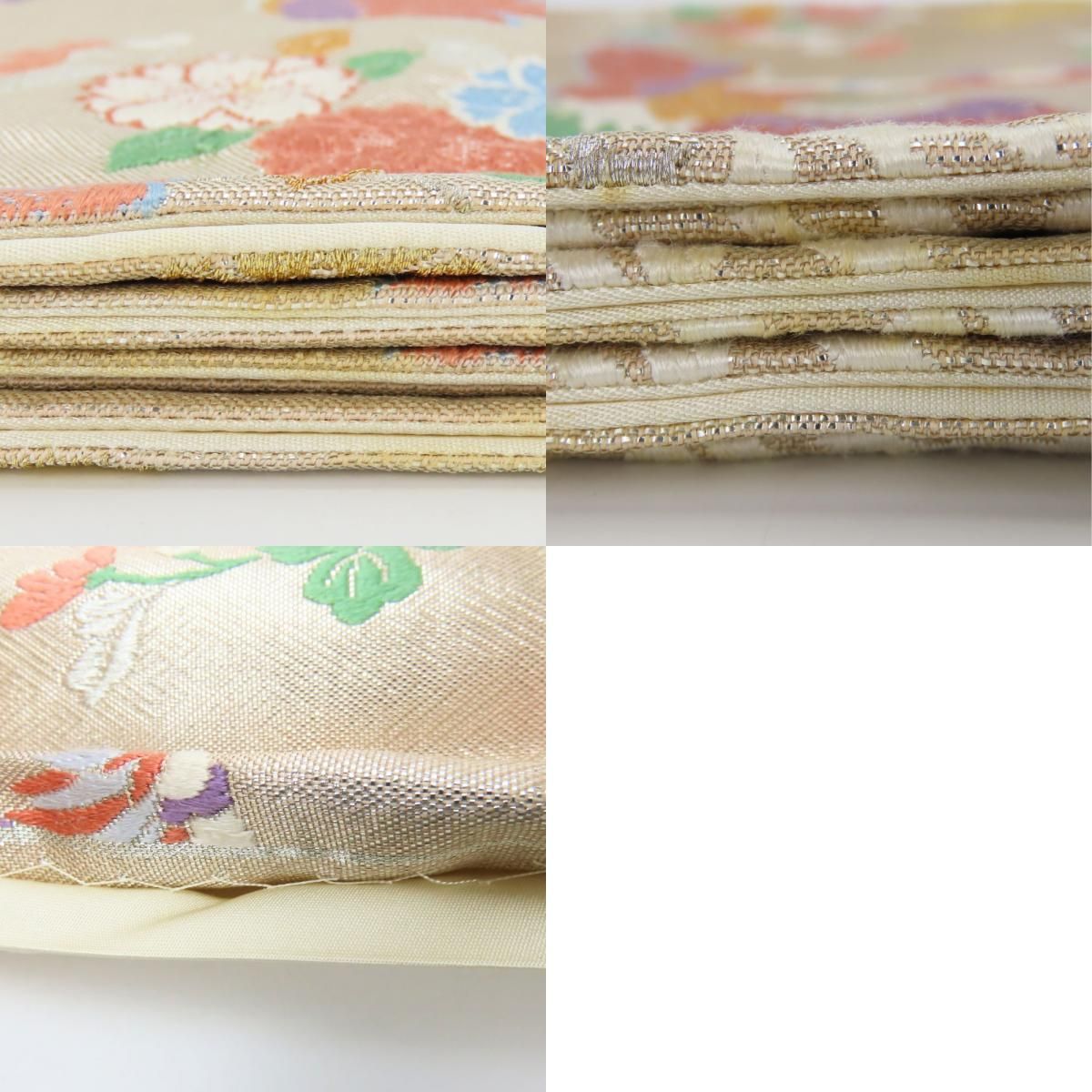 中古】 袋帯 正絹(金銀糸除く) シャンパンゴールド マルチカラー 鳳凰