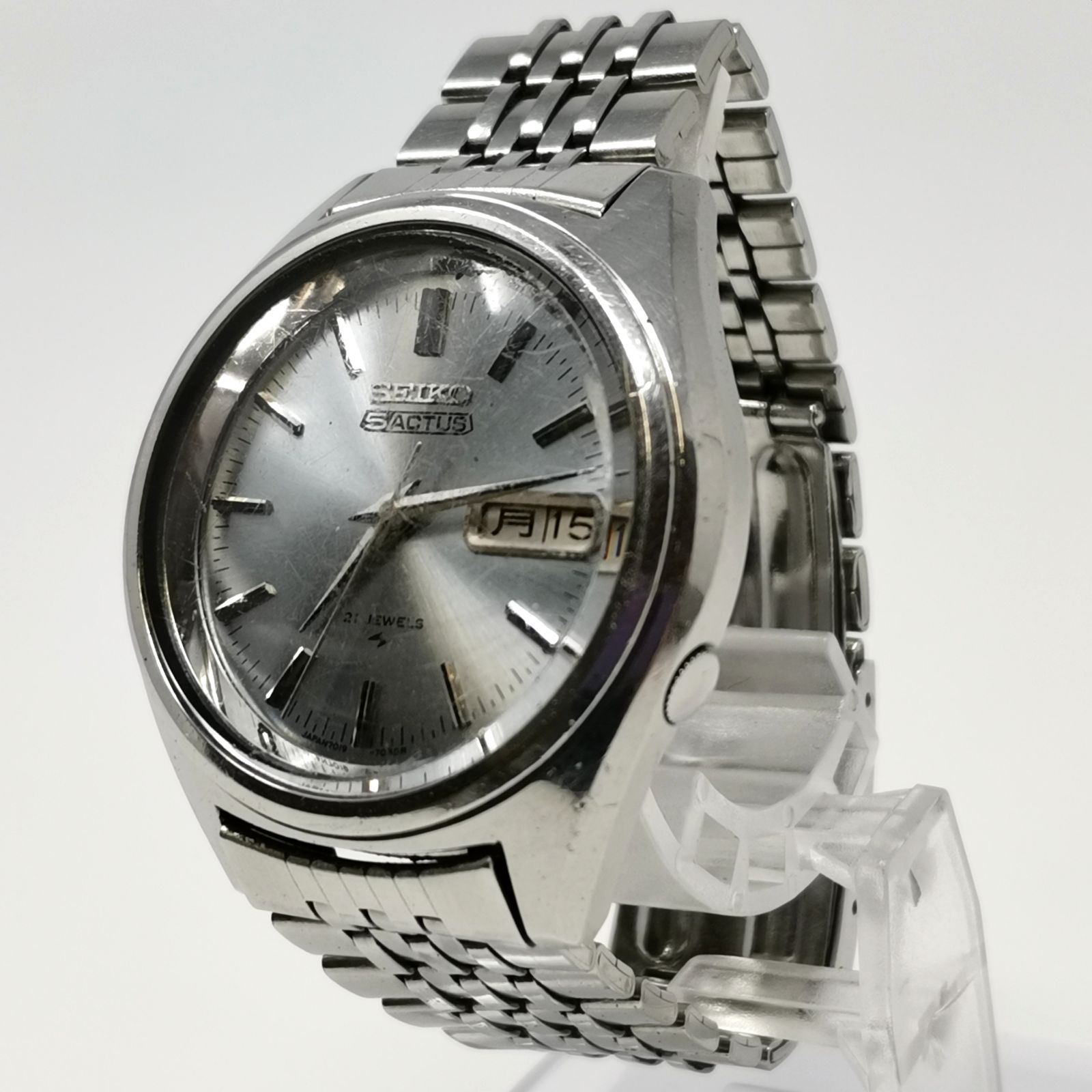 稼働品 SEIKO 5 ACTUS 自動巻き オートマチック 腕時計 シルバー 7019