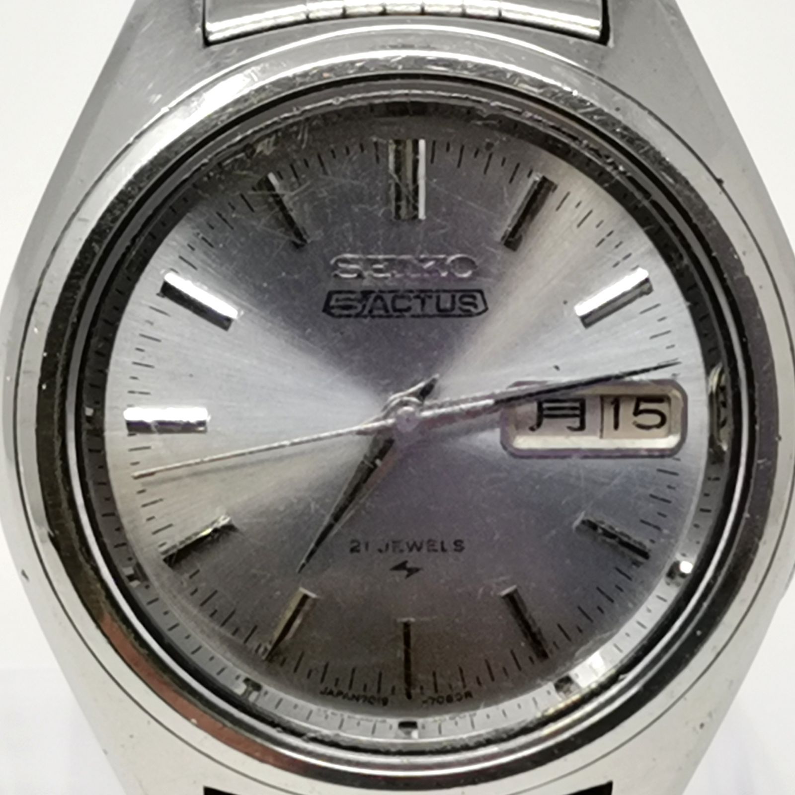 稼働品 SEIKO 5 ACTUS 自動巻き オートマチック 腕時計 シルバー 7019