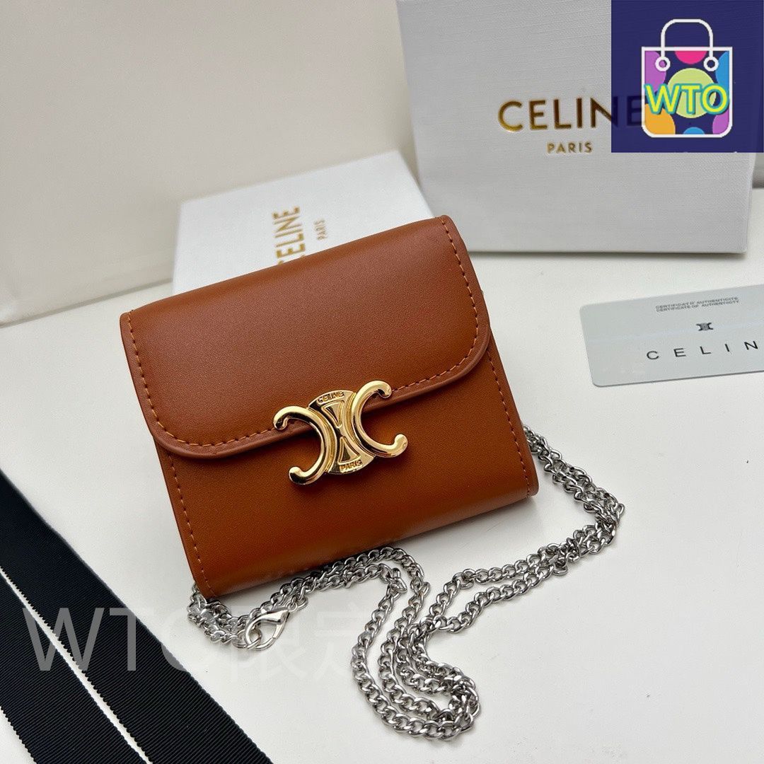 本日限定】?Celine トリオンフ チェーンウォレット 10783 ? 高級本革