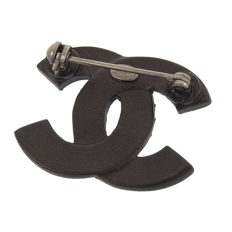 シャネル CHANEL ココマーク ラインストーン ブローチ ブラック 02A