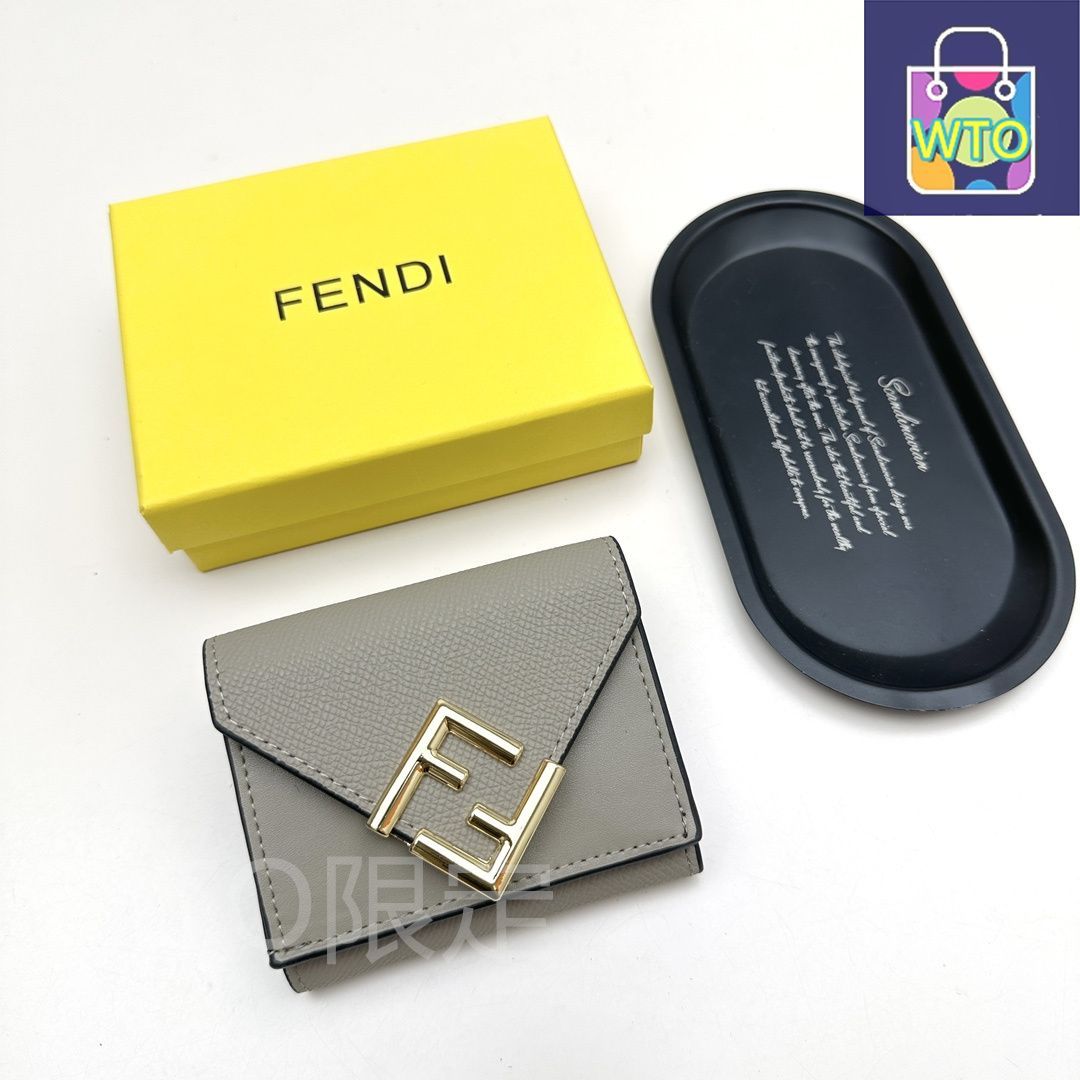 今日特価】Fendi 8352 ミニウォレット, ブラック/ダークブラウン