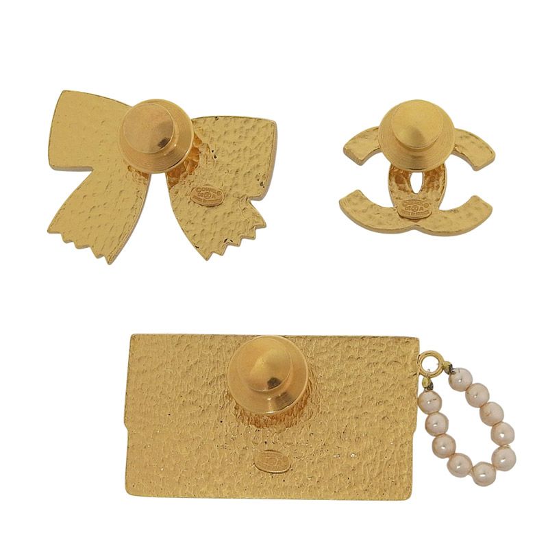 シャネル CHANEL バッグ リボン ココマーク フェイクパール ピン
