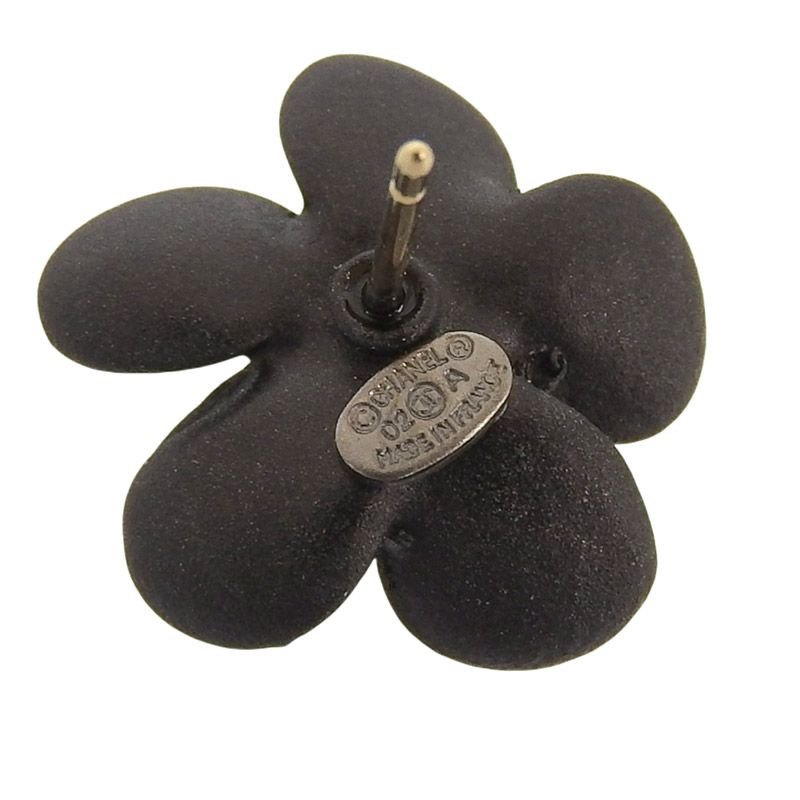 シャネル CHANEL ココマーク フラワー ラインストーン ピアス ブラック  