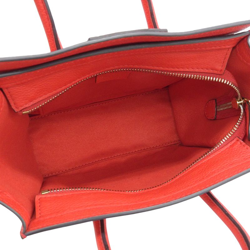 人気モデル✨セリーヌ　ラゲージ　2way レッド セリーヌ ラゲージ ナノショッパー レザー 2WAYハンドバッグ レッド