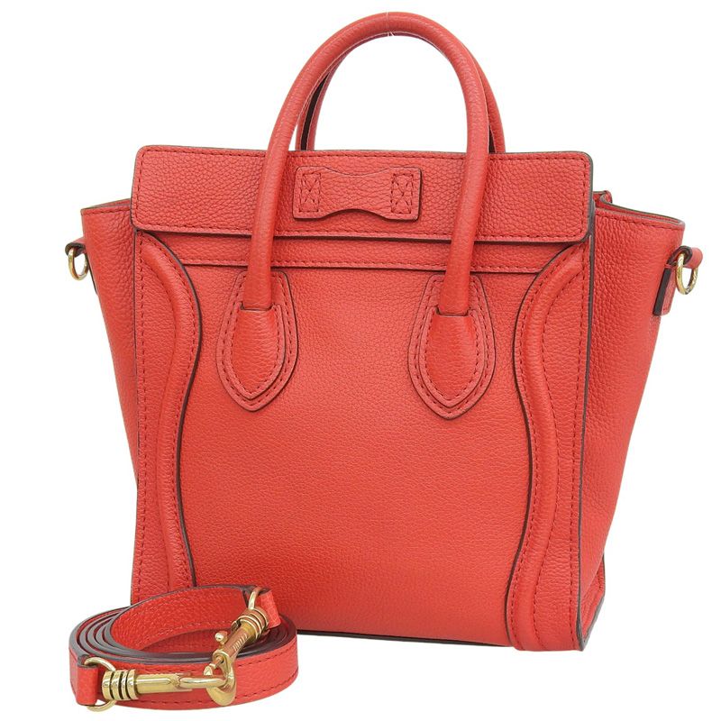 人気モデル✨セリーヌ　ラゲージ　2way レッド セリーヌ ラゲージ ナノショッパー レザー 2WAYハンドバッグ レッド