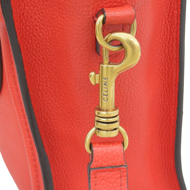 (美品)CELINE セリーヌ ラゲージ ナノショッパー 2way レッド セリーヌ CELINE ラゲージ ナノショッパー 2WAY ハンドバッグ