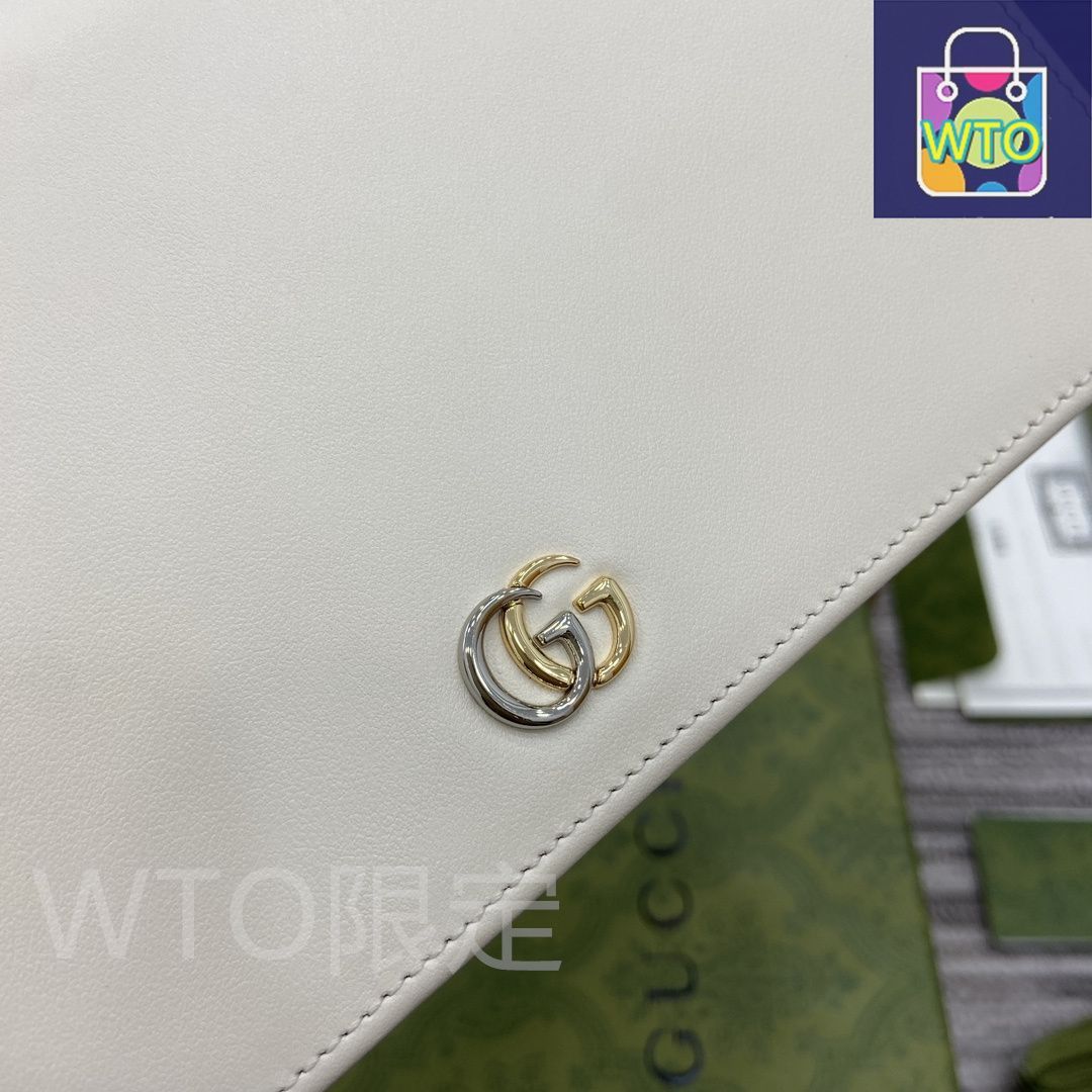 未使用✨グッチ オフィディア GGマーモント コンパクトウォレット ホワイト グッチ 三つ折り財布 GGマーモント 523277 オフホワイト レザー 中古