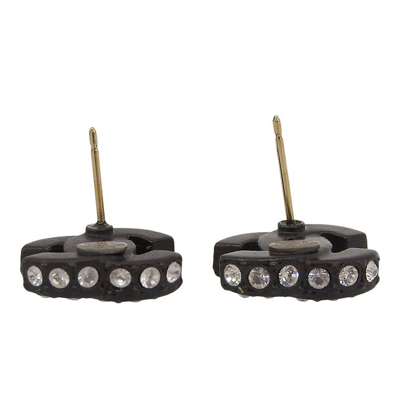 シャネル CHANEL ココマーク ラインストーン ピアス 02A ブラック 中古