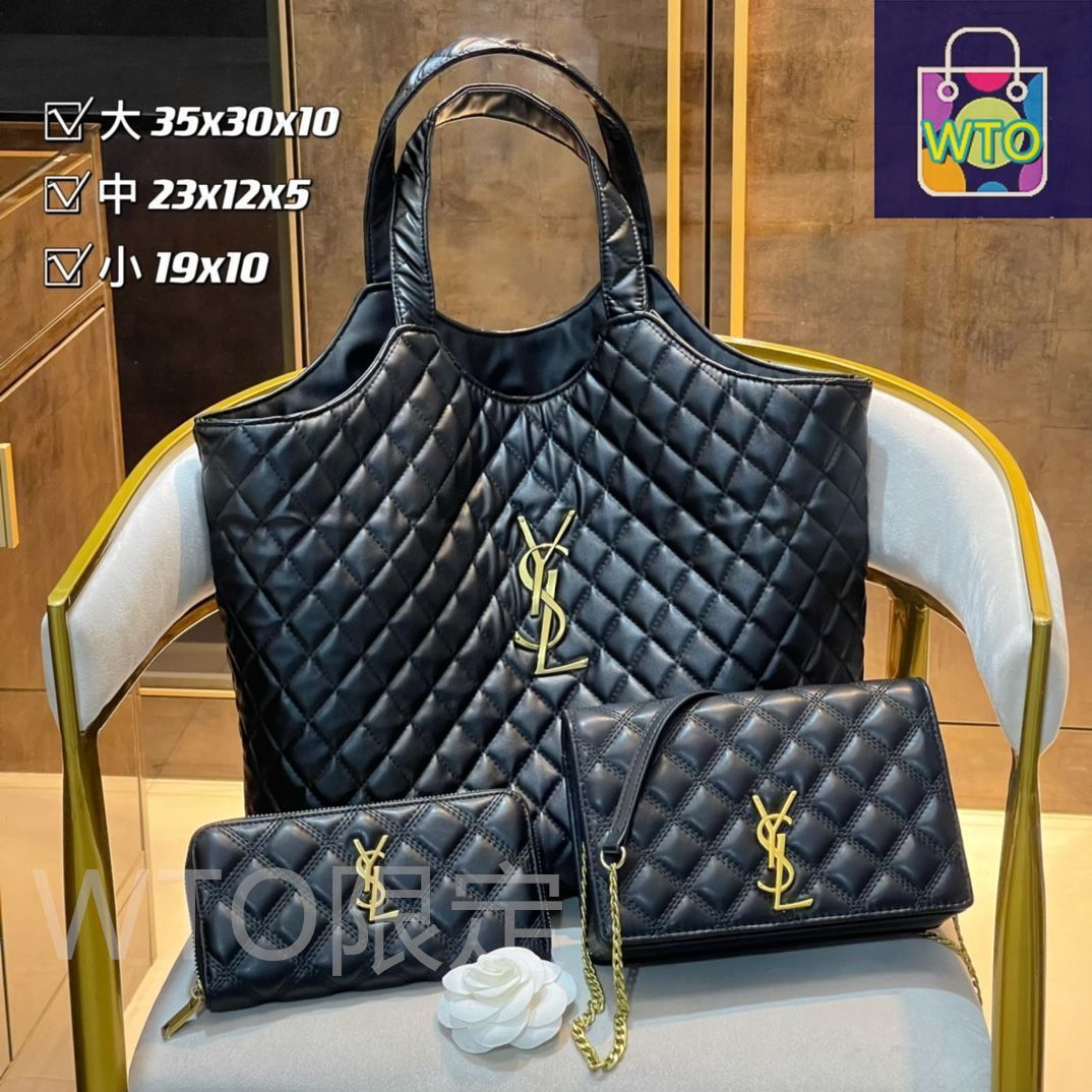 SAINT LAURENT ブラックトートバッグ値下げ 大幅値下げ YSL イヴサンローラン トートバッグ ショルダーバッグ 財布