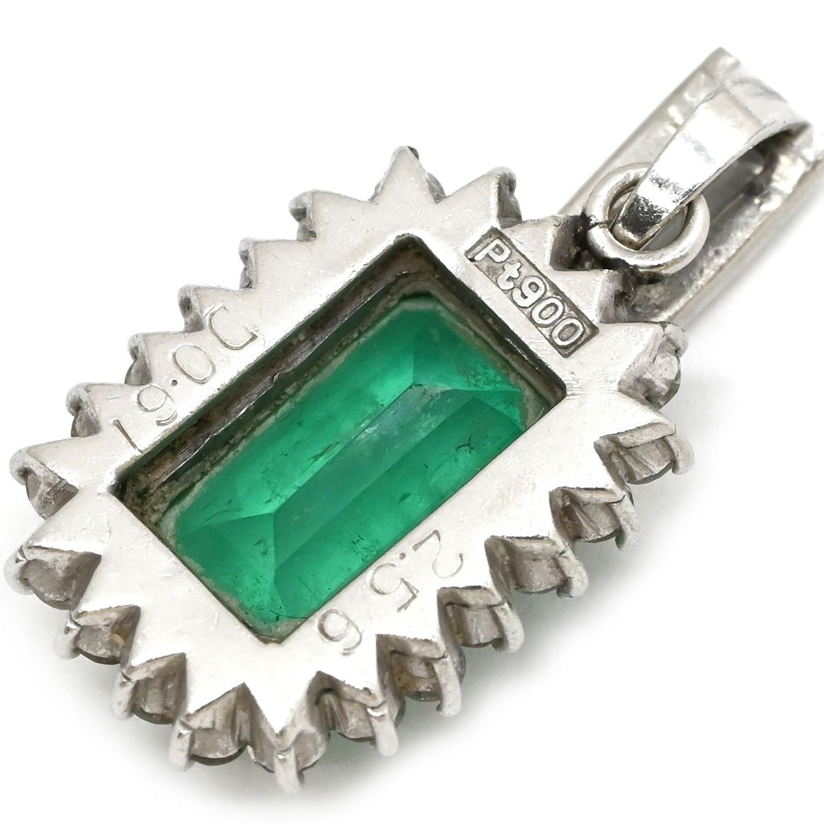 pt900 エメラルドペンダントヘッド ペンダントトップ エメラルド ダイヤ Pt900 エメラルド ダイヤモンド