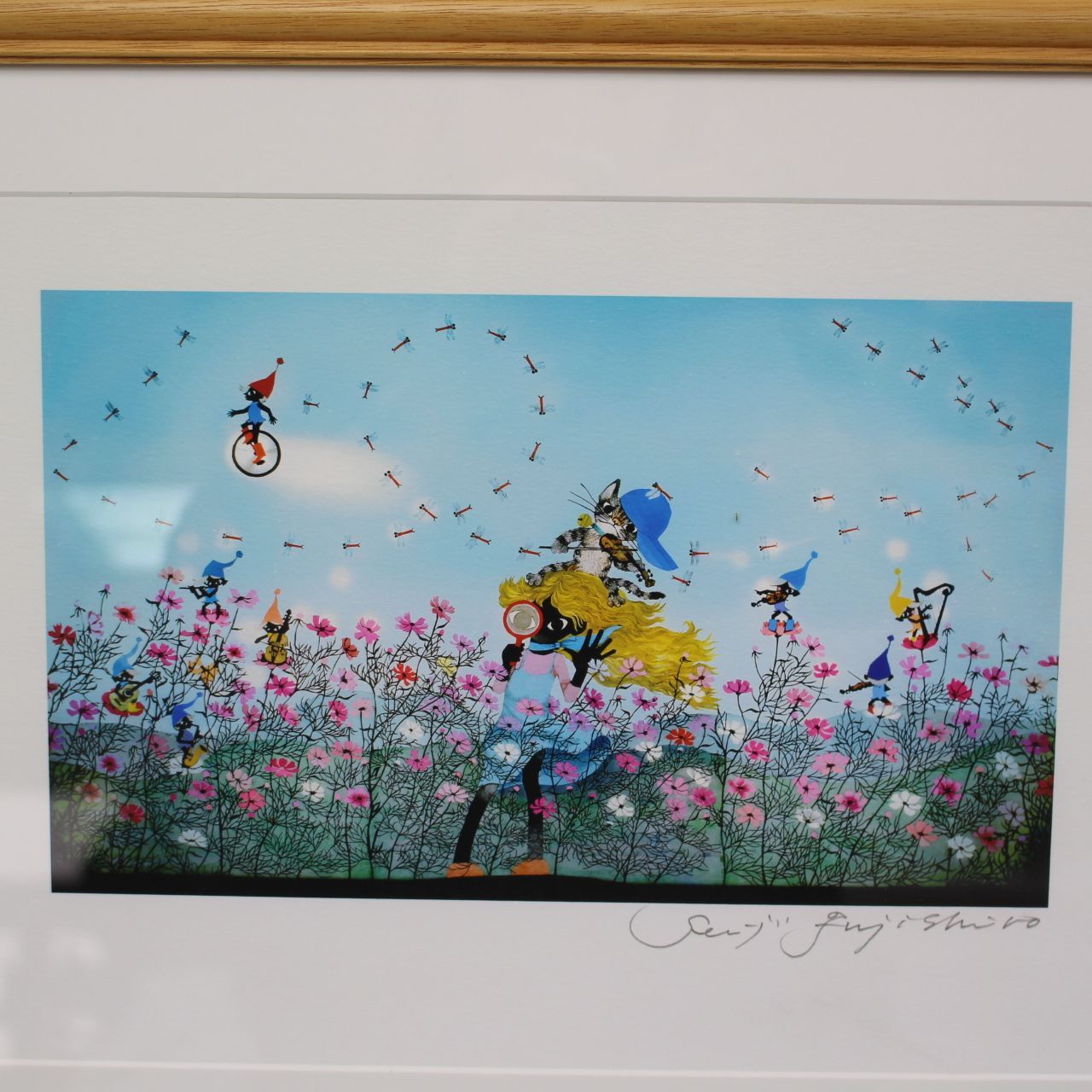 643)【美品】藤城清治「コスモスは詩う」 直筆サイン入り - メルカリ