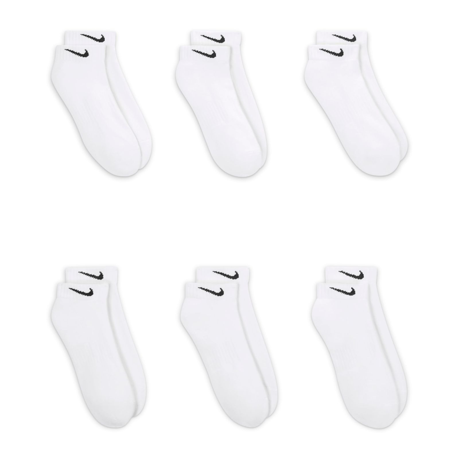 Nike Everyday Cushion Low Training Socks, Unisex Nike Socks, White/Black (6 Pair), XL 