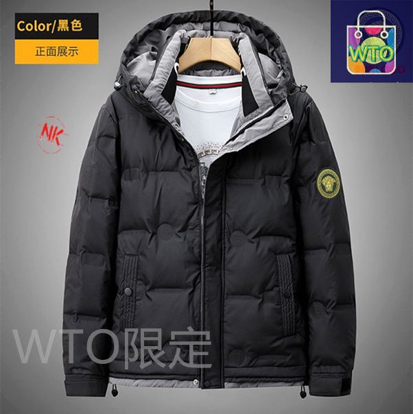 今日特価】Versace ヴェルサーチェ 刺繍ロゴダウンジャケット 90%白鳥