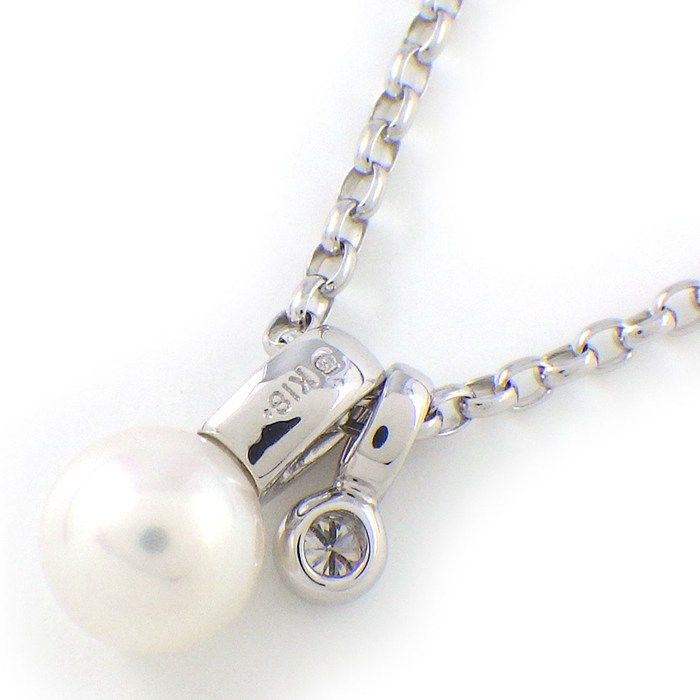 ミキモト MIKIMOTO ネックレス パール 6.5mm珠 1ポイント ダイヤモンド  