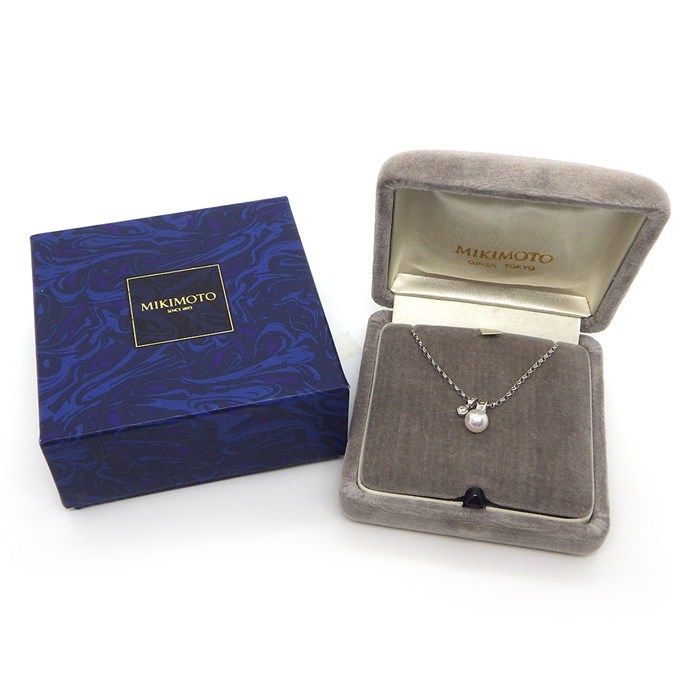 ミキモト MIKIMOTO ネックレス パール 6.5mm珠 1ポイント ダイヤモンド  