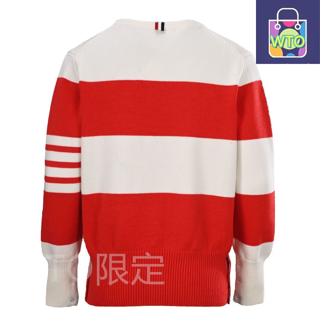 THOM BROWNE ニットセーター 今日特価】Thom Browne トム・ブラウン レッドストライプサイド