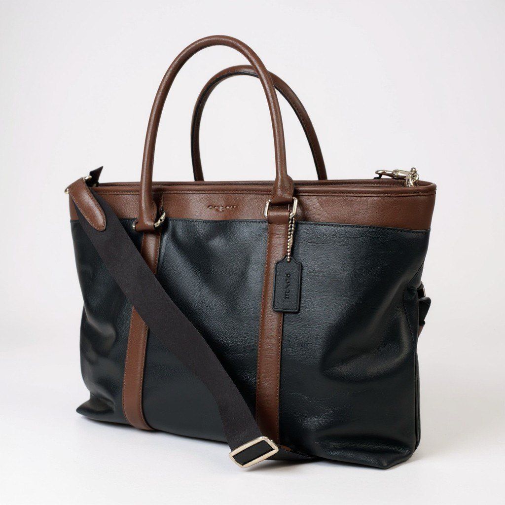 bk18 COACH コーチ 2WAY レザートートバッグ F54758 ブラック ブラウン