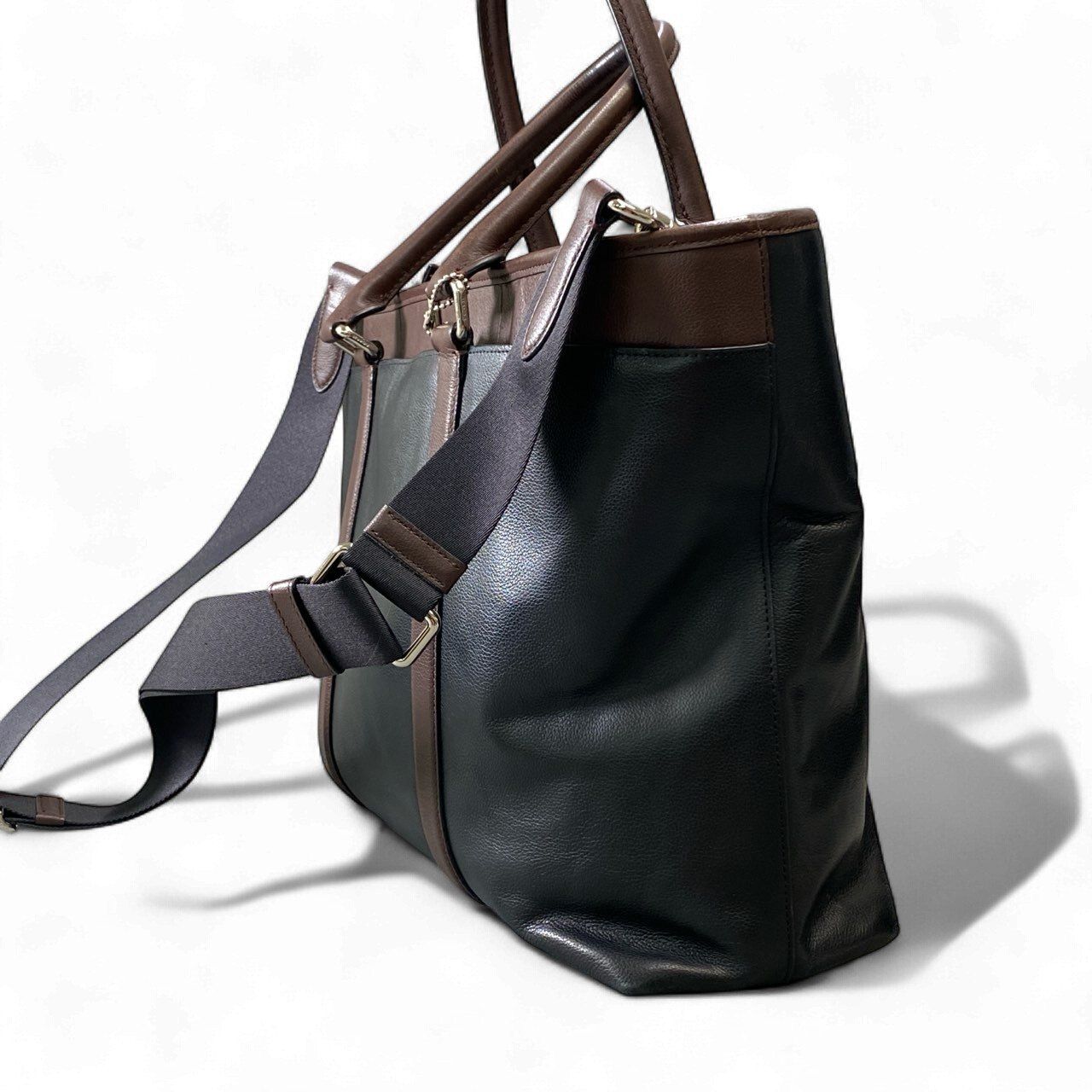 bk18 COACH コーチ 2WAY レザートートバッグ F54758 ブラック ブラウン