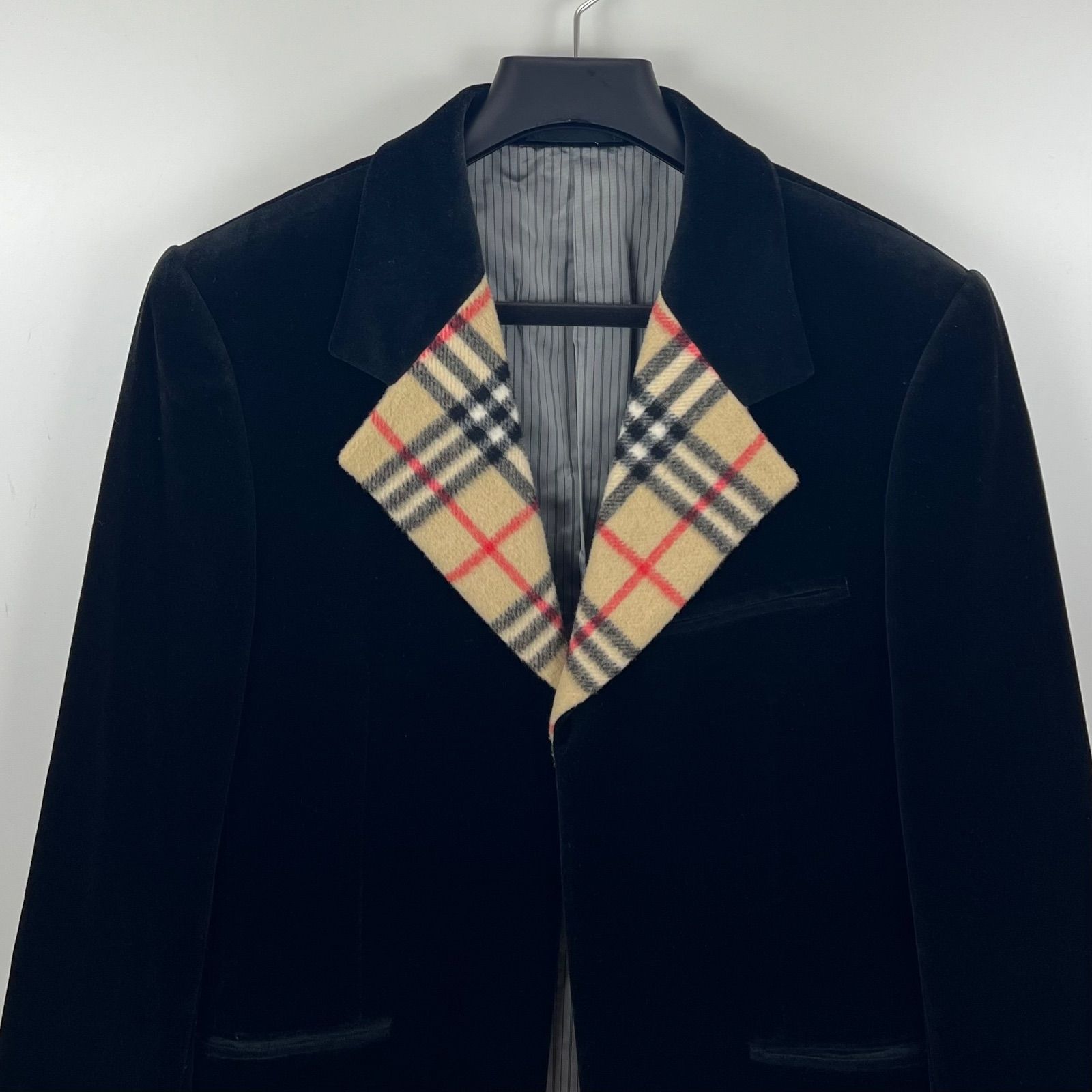 高級　バーバリーブラックレーベル　チェスターコート　ノバチェック BURBERRY BLACK LABEL 00s y2k archive velvet nova collar chester