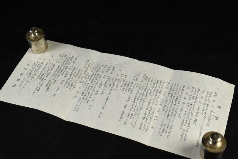 蔵A3258f】栗生屋 加陽庵 六世中村東洸 赤絵呉須七宝文輪花鉢 共箱