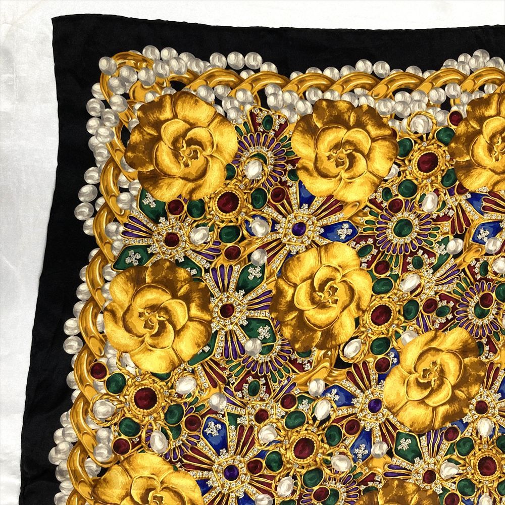 CHANEL　スカーフ　グリポア柄　黒　HR0281 CHANEL スカーフ グリポア柄 黒 HR0281