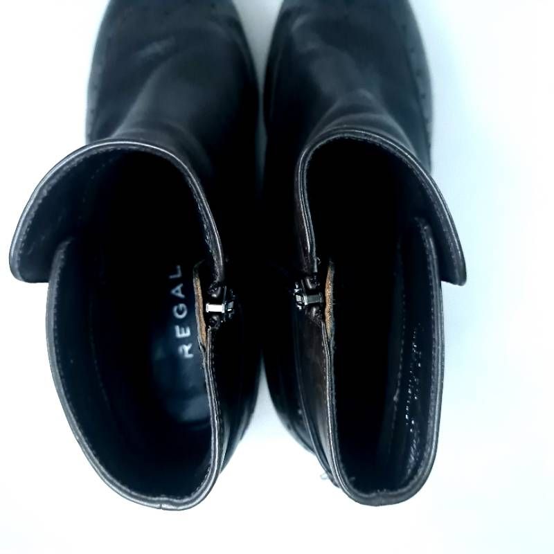 REGAL ショートブーツ サイドジップ ウイングチップ ベルト 23cm