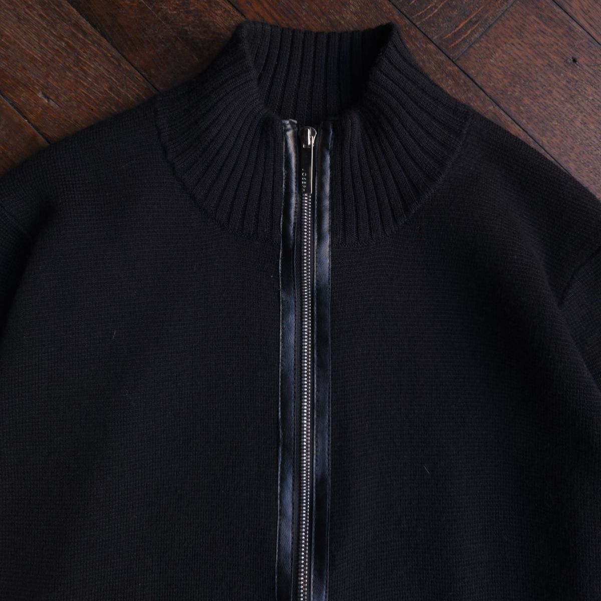 美品 JOSEPH HOMME レザー切替 ドライバーズニット L 黒 美品 JOSEPH HOMME レザー切替 ドライバーズニット L 黒