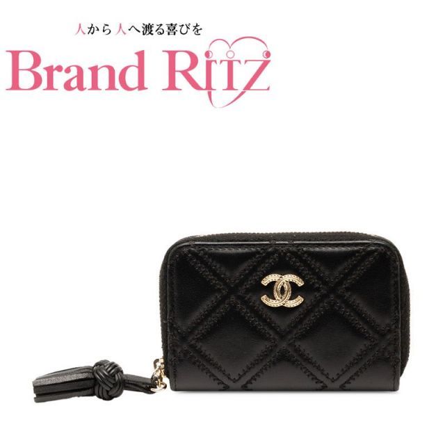 中古 シャネル マトラッセ ココマーク コインケース Aランク ブラック